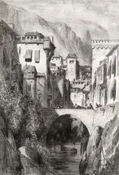 Las orillas del Darro, Granada, ilustración de 